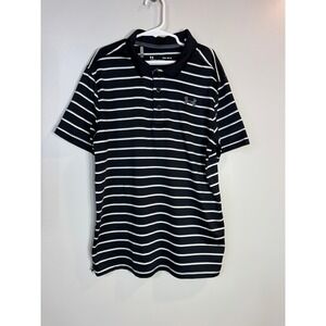Under Armour Golf Polo Shirt Boys Large Black White Stripe HeatGear Performance